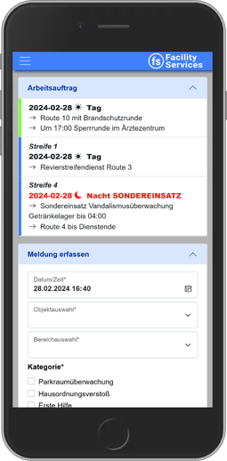 Screenshop Smartphone-App mit Arbeitsaufträgen