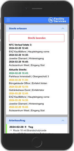 Screenshop Smartphone-App mit einem NFC Rundgang